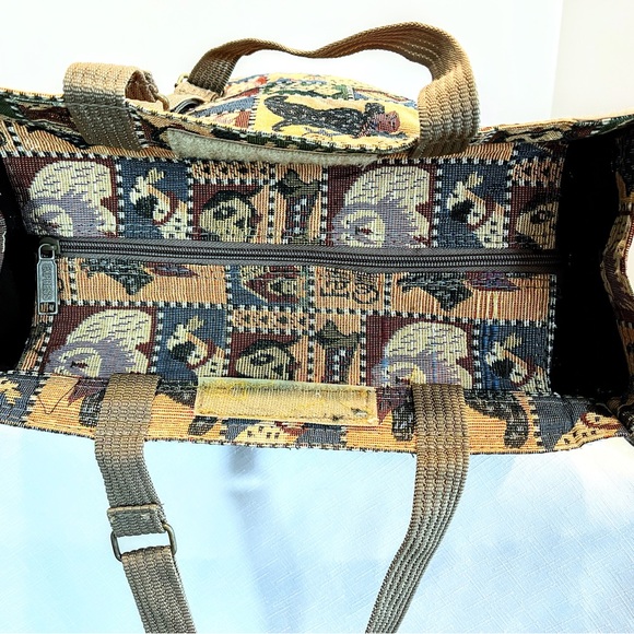 Faithful Companion Pioneer Express Canvas Rolling Shopping Bag with Dogs Vintage - Picture 13 of 16